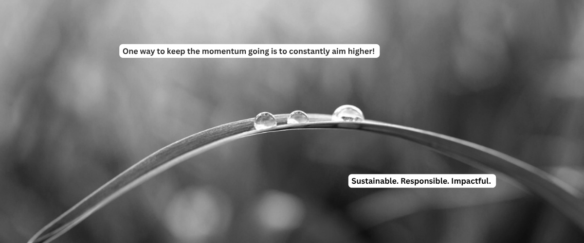 One way to keep the momentum going is to constantly aim higher! Sustainable. Responsible. Impactful.